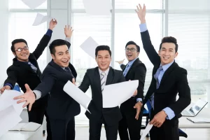 Happy worker without workplace Anxiety