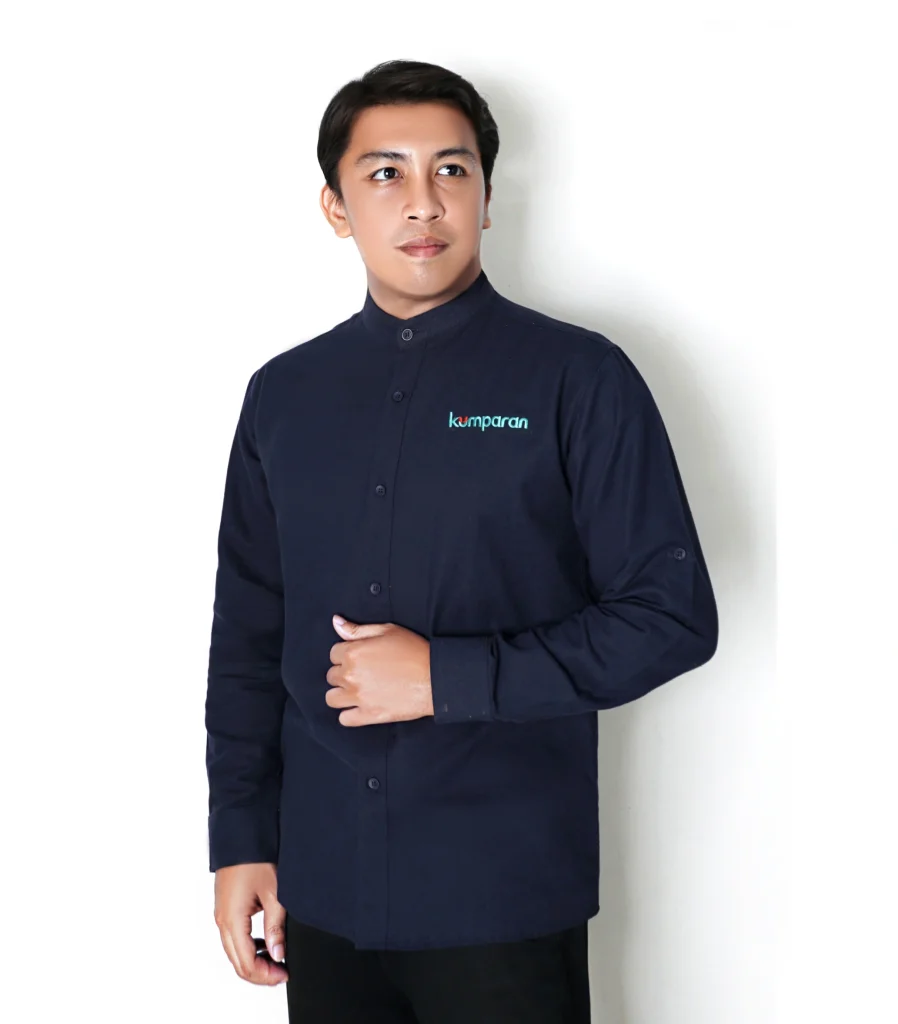 kemeja linen warna navy