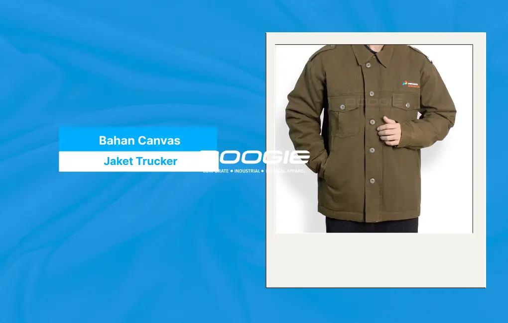jaket custom bahan canvas untuk pertamina